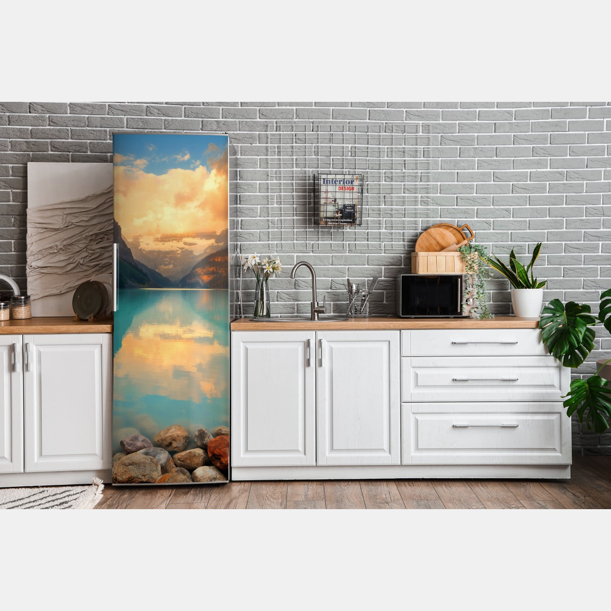 Naklejka na lodówkę wschód słońca nad Lake Louise, Banff – Wallissimo® Naklejka na lodówkę wschód słońca nad Lake Louise, Banff – Wallissimo®