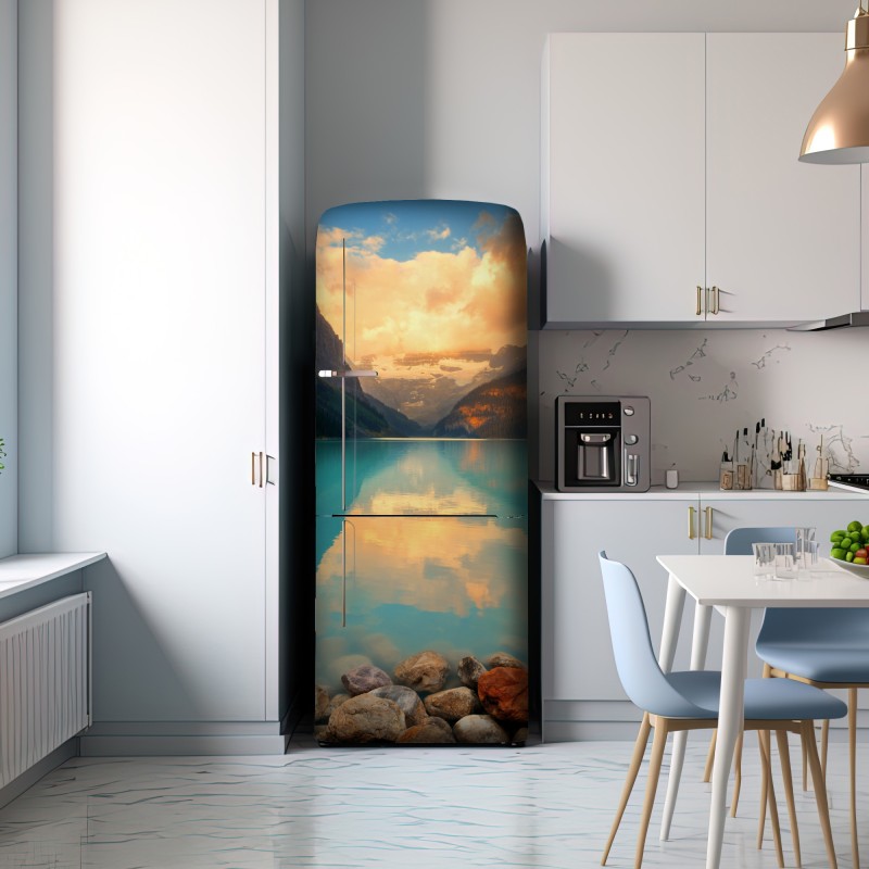 Naklejka na lodówkę wschód słońca nad Lake Louise, Banff – Wallissimo® Naklejka na lodówkę wschód słońca nad Lake Louise, Banff – Wallissimo®