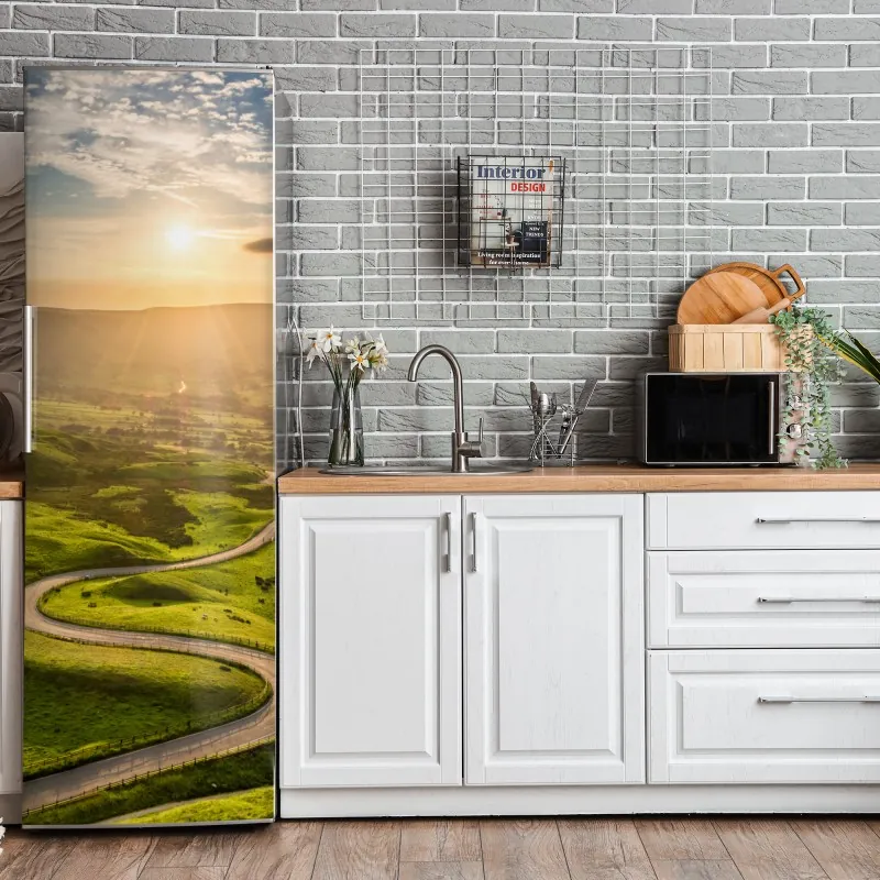 Naklejka na lodówkę delikatny turkusowy wzór liści – Wallissimo®