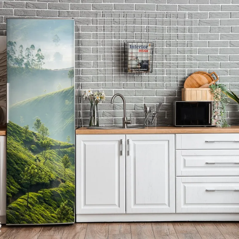 Naklejka na lodówkę turkusowy wzór falowy do dekoracji ścian – Wallissimo®