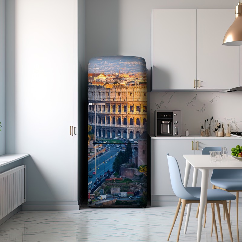 Naklejka na lodówkę złote koloseum o zachodzie słońca, Rzym – Wallissimo® Naklejka na lodówkę złote koloseum o zachodzie słońca, Rzym – Wallissimo®