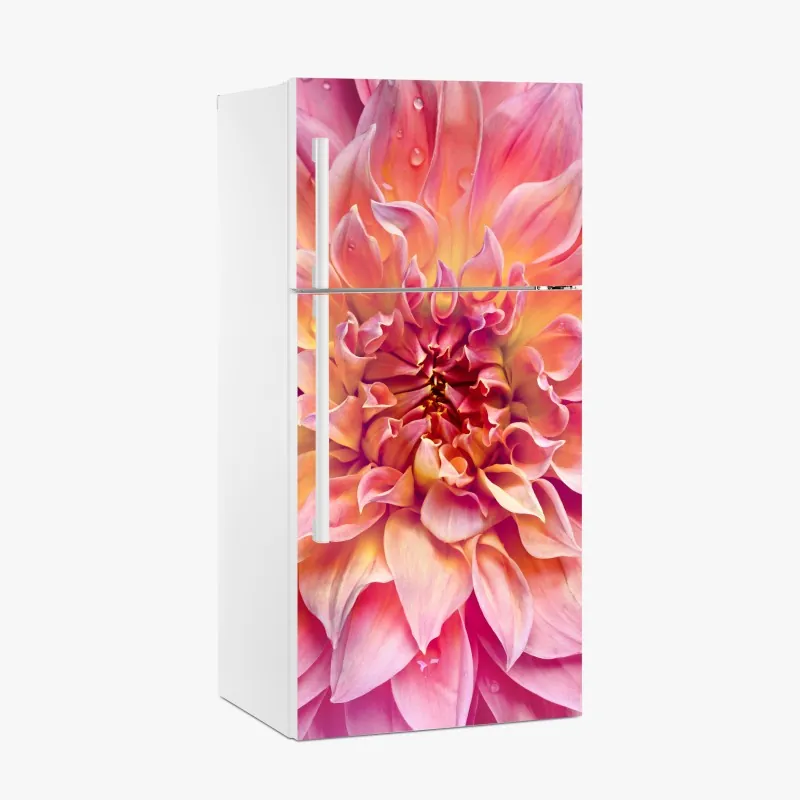 Naklejka na lodówkę różowa dalia w zbliżeniu