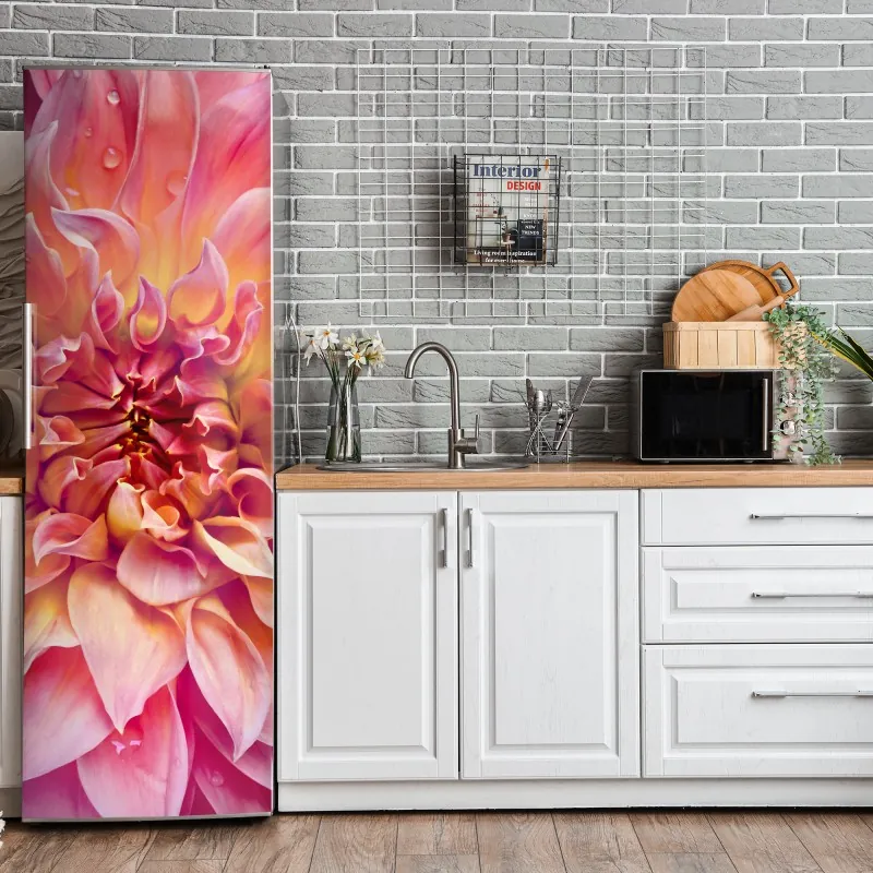 Naklejka na lodówkę beżowa tekstura kamienia travertynu – Wallissimo®