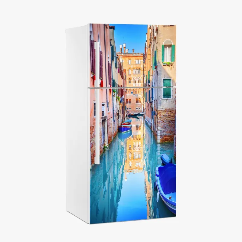 Naklejka na lodówkę delikatny rozproszony wzór kwiatowy na głębokim turkusie – Wallissimo®