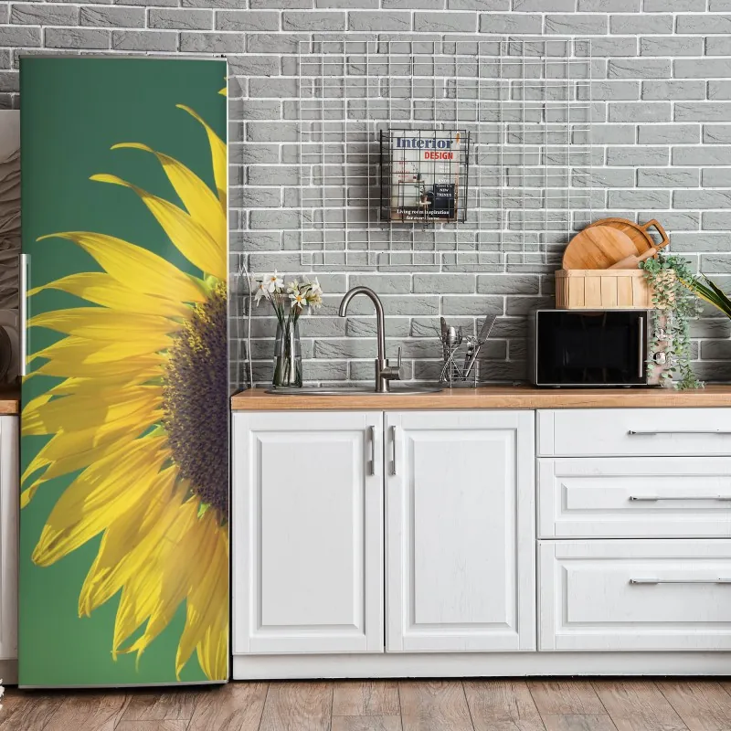 Naklejka na lodówkę beżowa tekstura marmuru z białymi żyłami – Wallissimo®