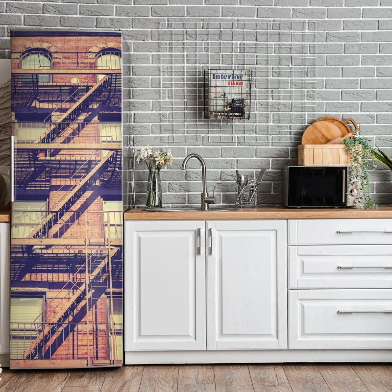 Naklejka na lodówkę panorama Nowego Jorku w monochromie – Wallissimo®