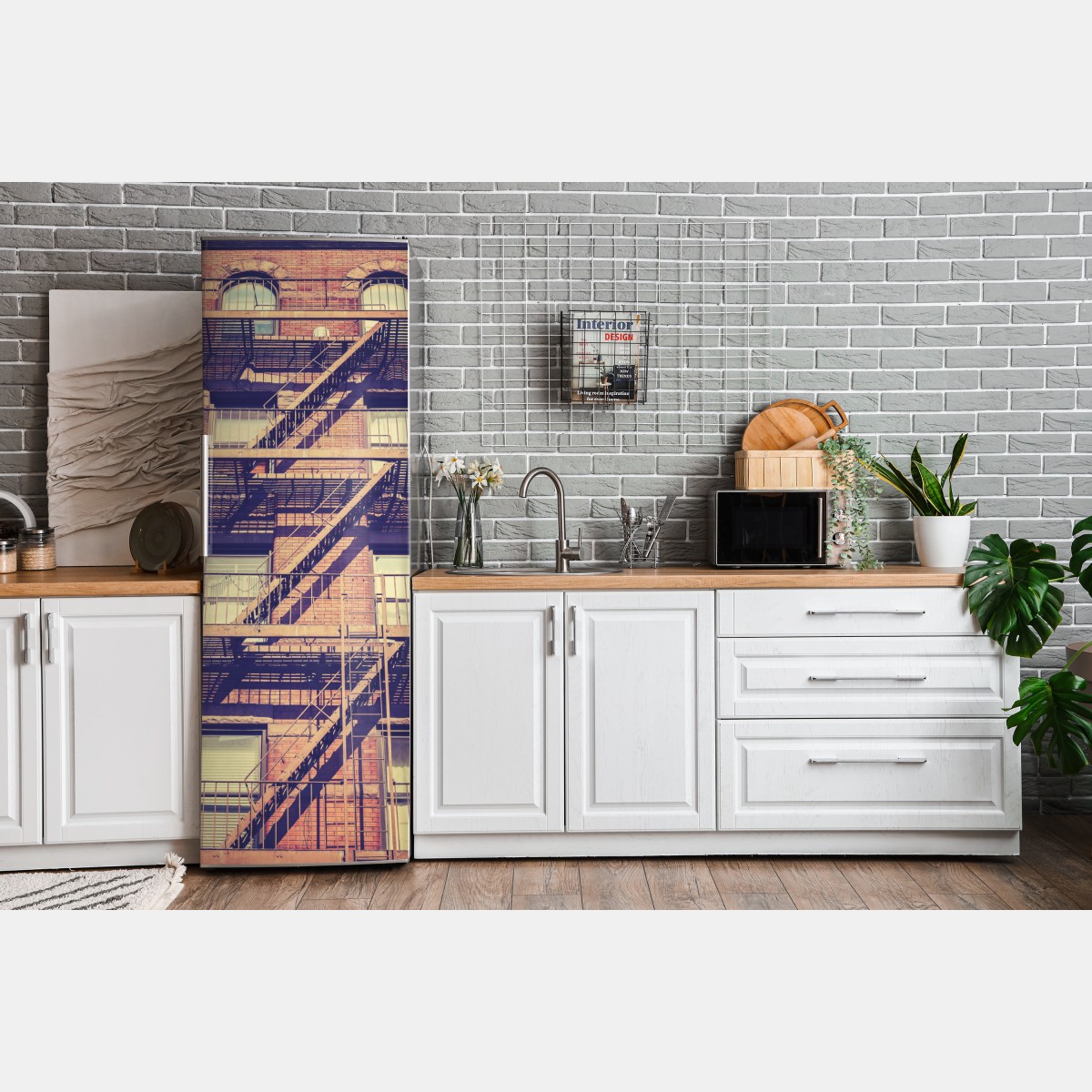 Naklejka na lodówkę vintage drabiny pożarowe z Nowego Jorku – Wallissimo® Naklejka na lodówkę vintage drabiny pożarowe z Nowego Jorku – Wallissimo®