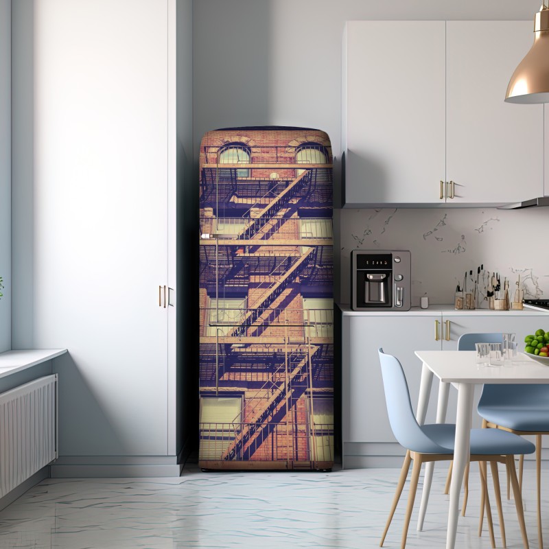 Naklejka na lodówkę vintage drabiny pożarowe z Nowego Jorku – Wallissimo® Naklejka na lodówkę vintage drabiny pożarowe z Nowego Jorku – Wallissimo®