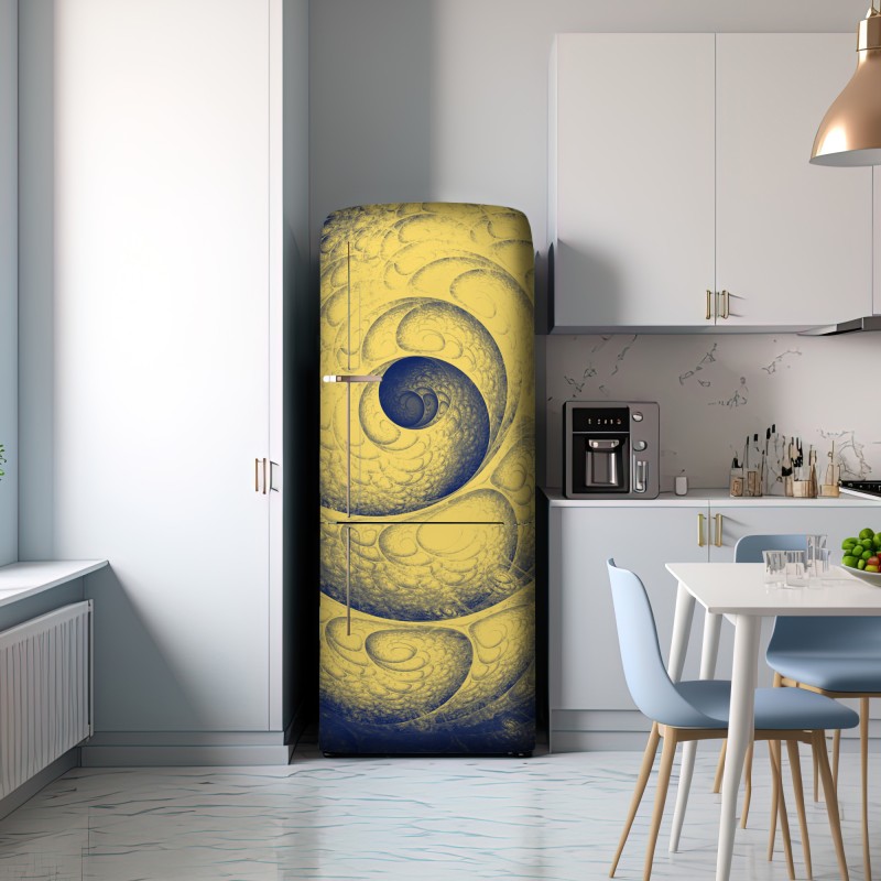 Naklejka na lodówkę złota spiralna fraktalna kompozycja – Wallissimo® Naklejka na lodówkę złota spiralna fraktalna kompozycja – Wallissimo®