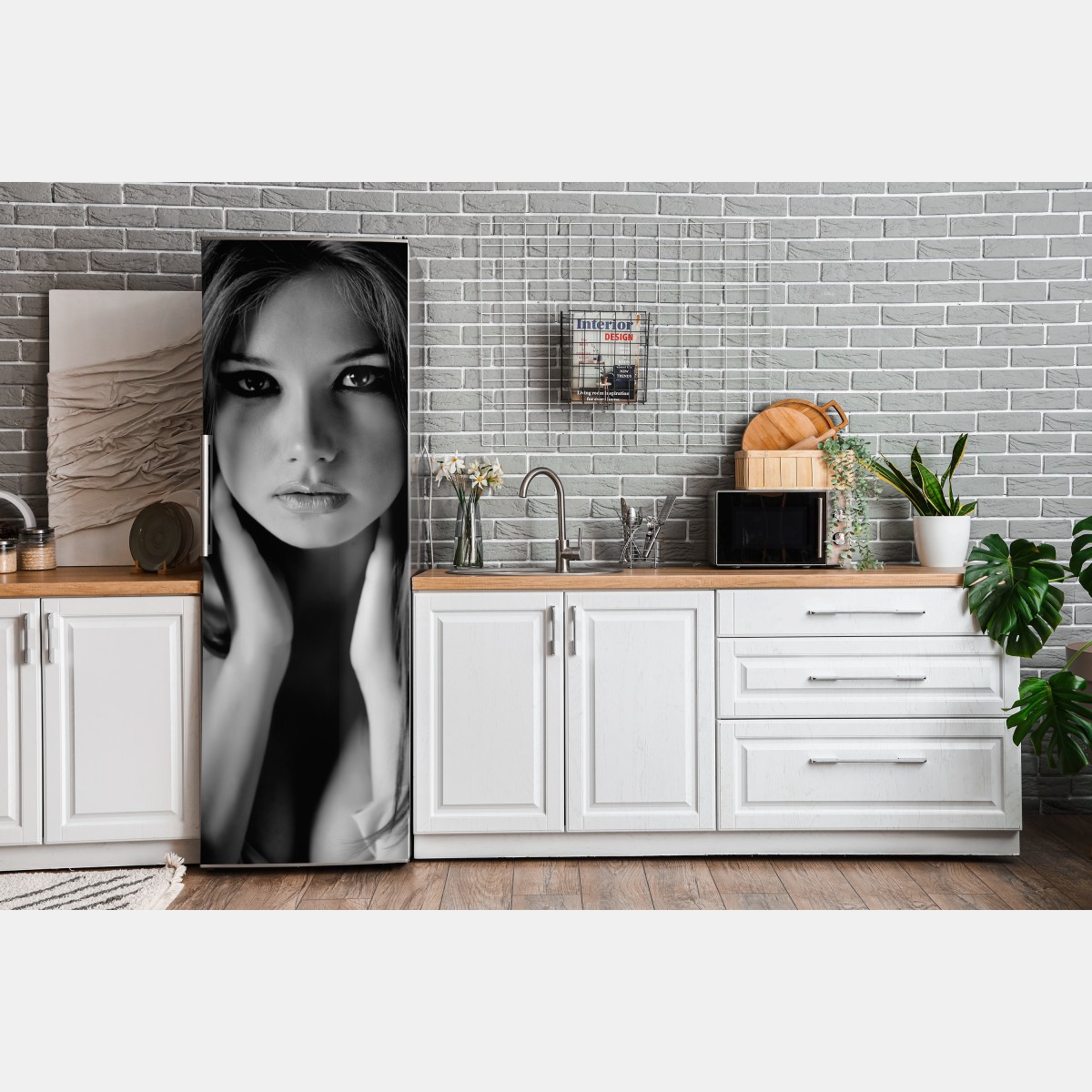 Naklejka na lodówkę intymny monochromatyczny portret – Wallissimo® Naklejka na lodówkę intymny monochromatyczny portret – Wallissimo®