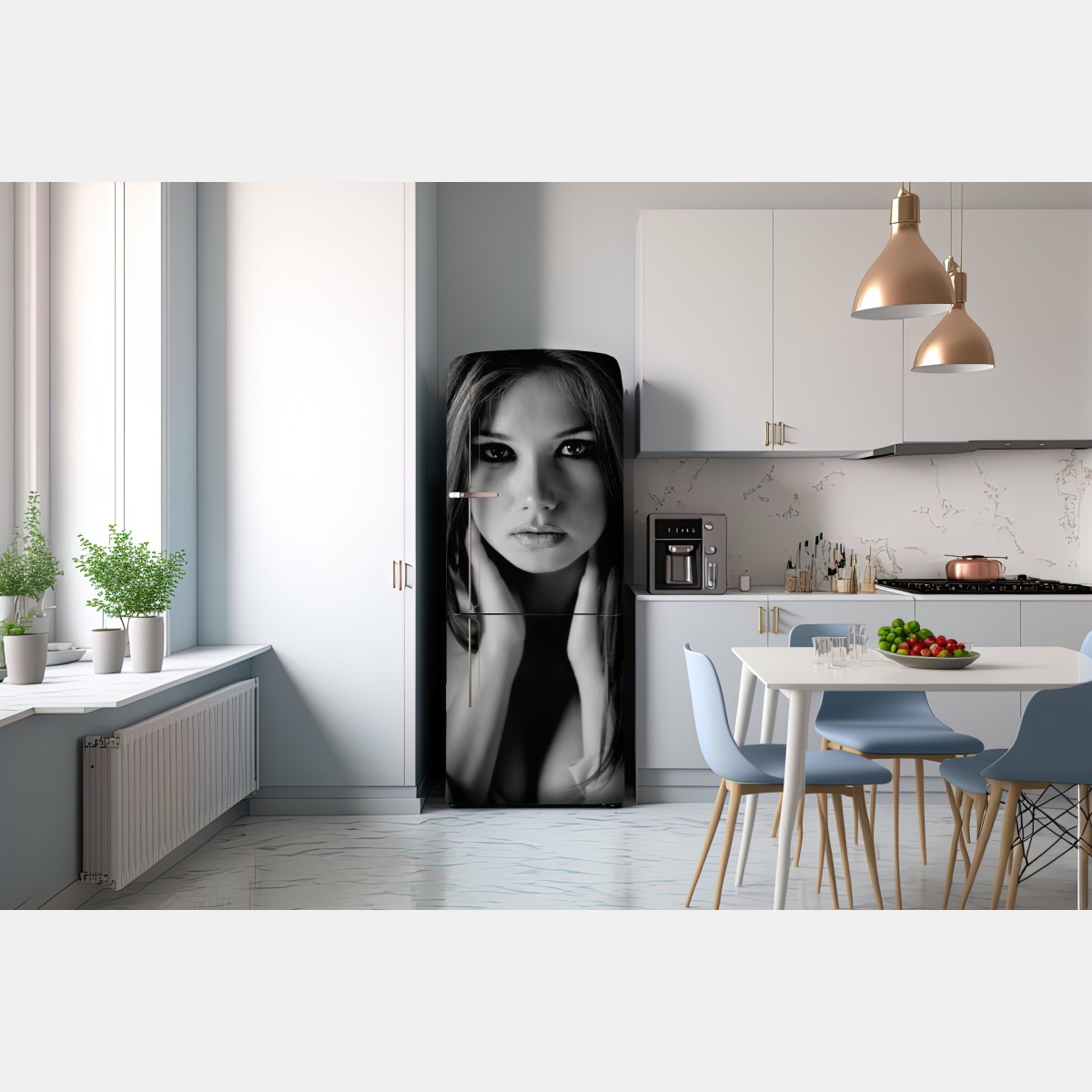 Naklejka na lodówkę intymny monochromatyczny portret – Wallissimo® Naklejka na lodówkę intymny monochromatyczny portret – Wallissimo®