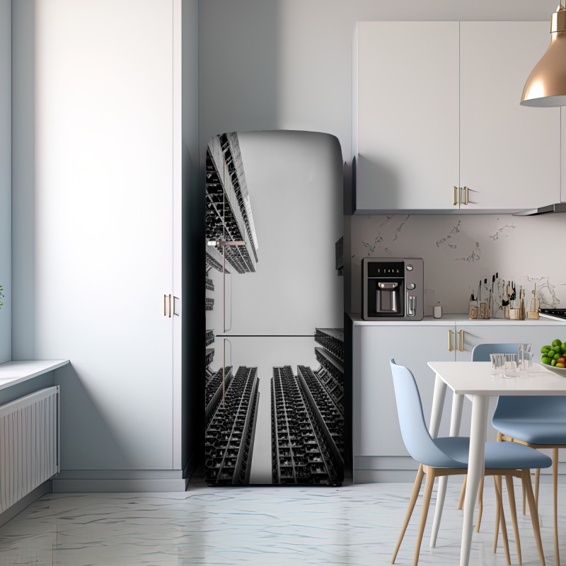 Naklejka na lodówkę miejska perspektywa wieżowców – Wallissimo® Naklejka na lodówkę miejska perspektywa wieżowców – Wallissimo®