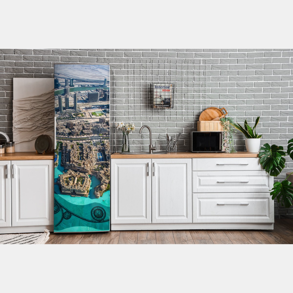 Naklejka na lodówkę widok z lotu ptaka na Downtown Dubai – Wallissimo® Naklejka na lodówkę widok z lotu ptaka na Downtown Dubai – Wallissimo®