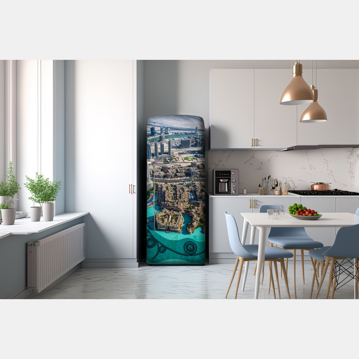 Naklejka na lodówkę widok z lotu ptaka na Downtown Dubai – Wallissimo® Naklejka na lodówkę widok z lotu ptaka na Downtown Dubai – Wallissimo®