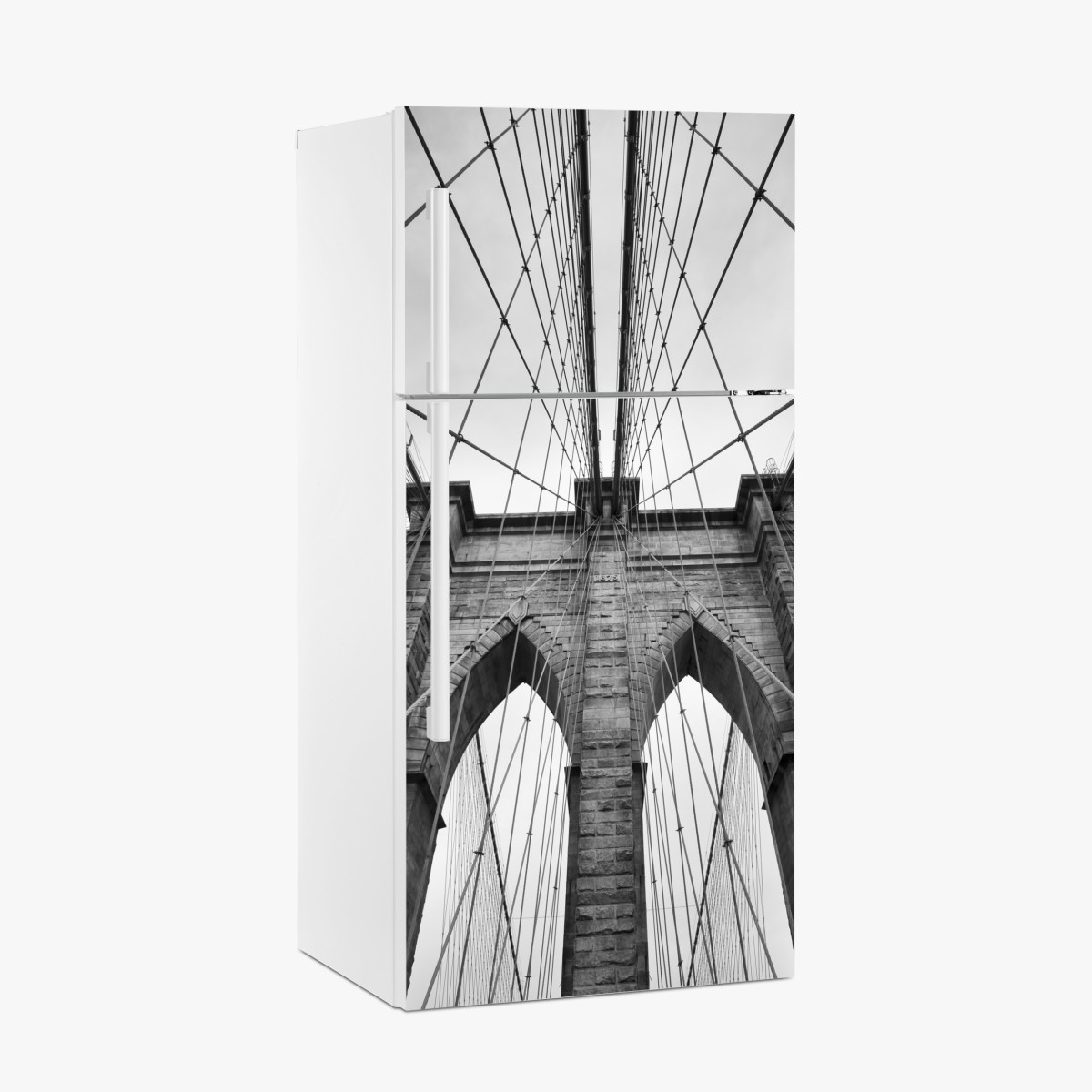 Fridge sticker Brooklyn Bridge perspective in monochrome – Wallissimo®