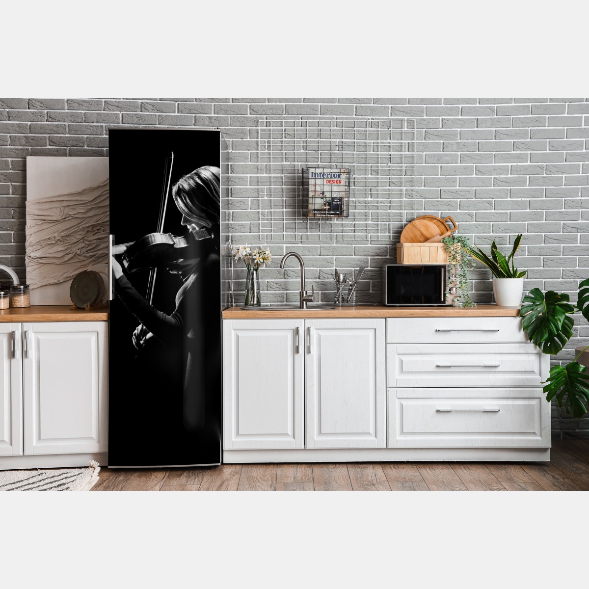 Naklejka na lodówkę elegancka sylwetka skrzypaczki – Wallissimo® Naklejka na lodówkę elegancka sylwetka skrzypaczki – Wallissimo®