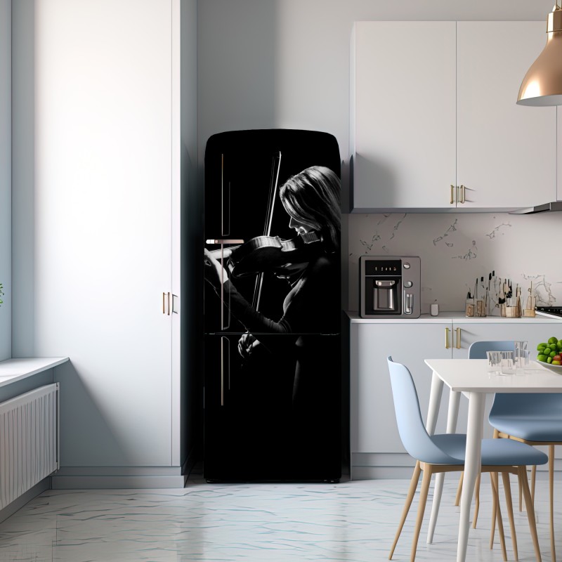Naklejka na lodówkę elegancka sylwetka skrzypaczki – Wallissimo® Naklejka na lodówkę elegancka sylwetka skrzypaczki – Wallissimo®