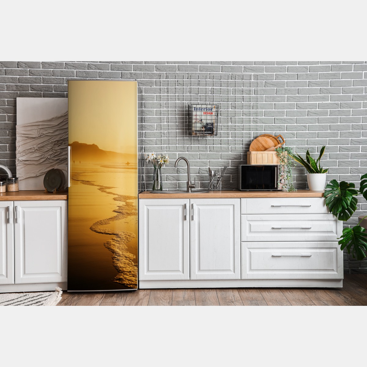 Naklejka na lodówkę złoty zachód słońca na plaży w Sopelanie – Wallissimo® Naklejka na lodówkę złoty zachód słońca na plaży w Sopelanie – Wallissimo®