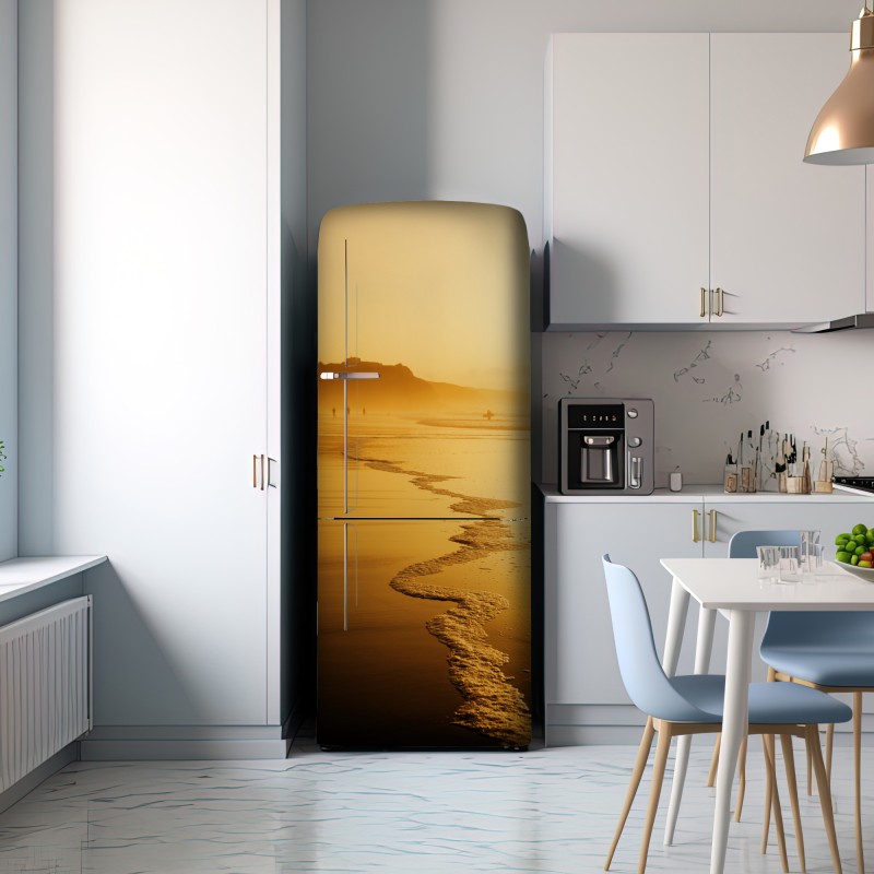 Naklejka na lodówkę złoty zachód słońca na plaży w Sopelanie – Wallissimo® Naklejka na lodówkę złoty zachód słońca na plaży w Sopelanie – Wallissimo®