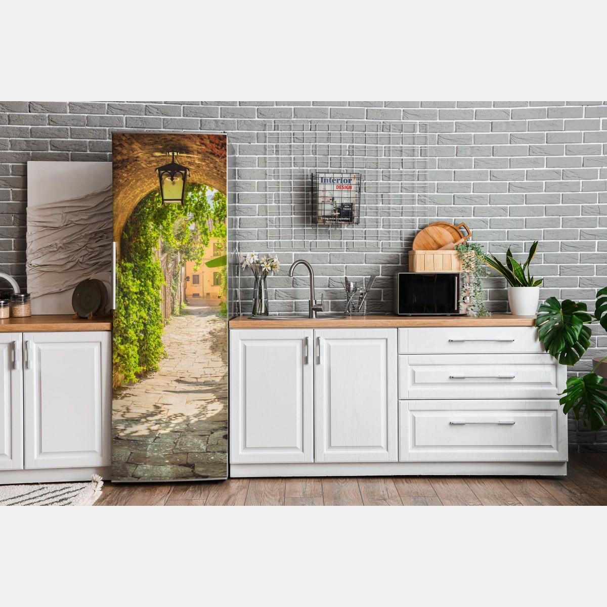 Naklejka na lodówkę słoneczna uliczka w Toskanii – Wallissimo® Naklejka na lodówkę słoneczna uliczka w Toskanii – Wallissimo®