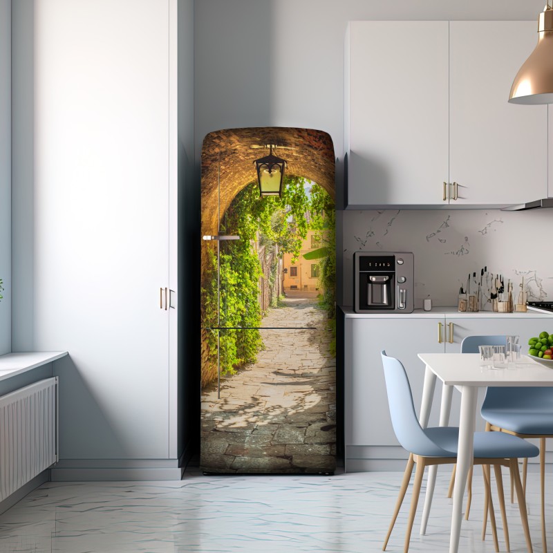 Naklejka na lodówkę słoneczna uliczka w Toskanii – Wallissimo® Naklejka na lodówkę słoneczna uliczka w Toskanii – Wallissimo®