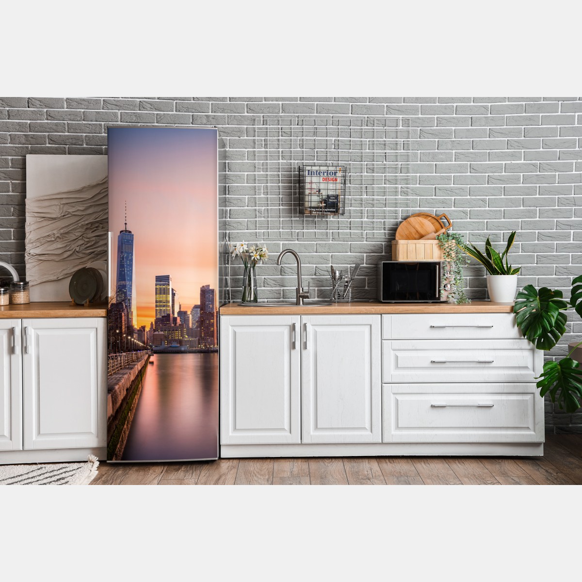 Naklejka na lodówkę Dolny Manhattan zachód słońca – Wallissimo® Naklejka na lodówkę Dolny Manhattan zachód słońca – Wallissimo®