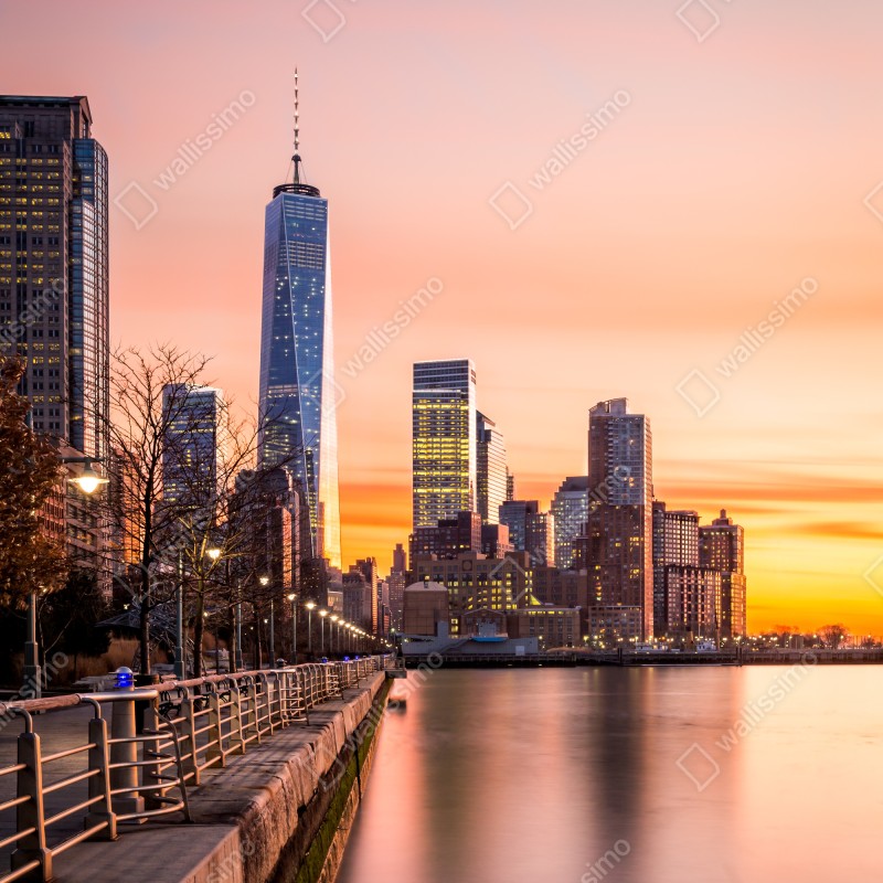 Naklejka na lodówkę Dolny Manhattan zachód słońca – Wallissimo® Naklejka na lodówkę Dolny Manhattan zachód słońca – Wallissimo®