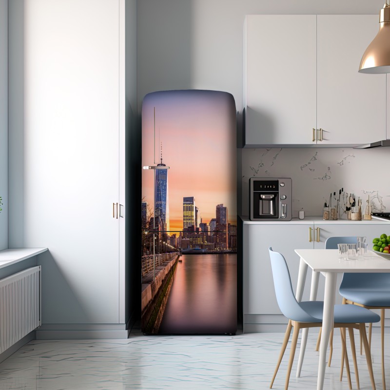 Naklejka na lodówkę Dolny Manhattan zachód słońca – Wallissimo® Naklejka na lodówkę Dolny Manhattan zachód słońca – Wallissimo®