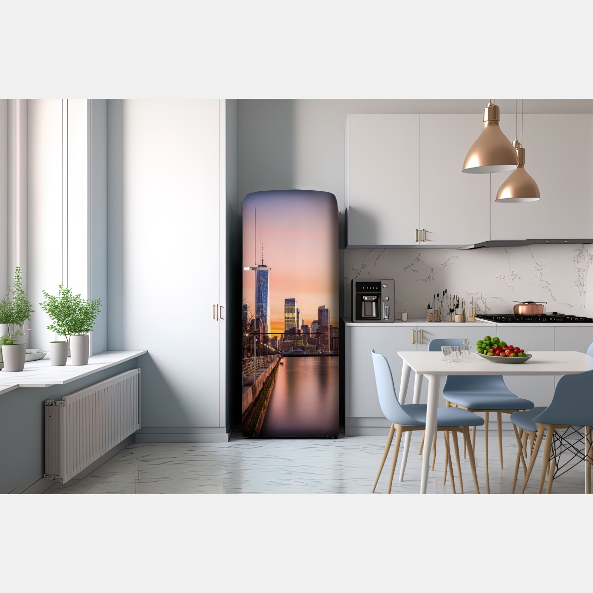 Naklejka na lodówkę Dolny Manhattan zachód słońca – Wallissimo® Naklejka na lodówkę Dolny Manhattan zachód słońca – Wallissimo®