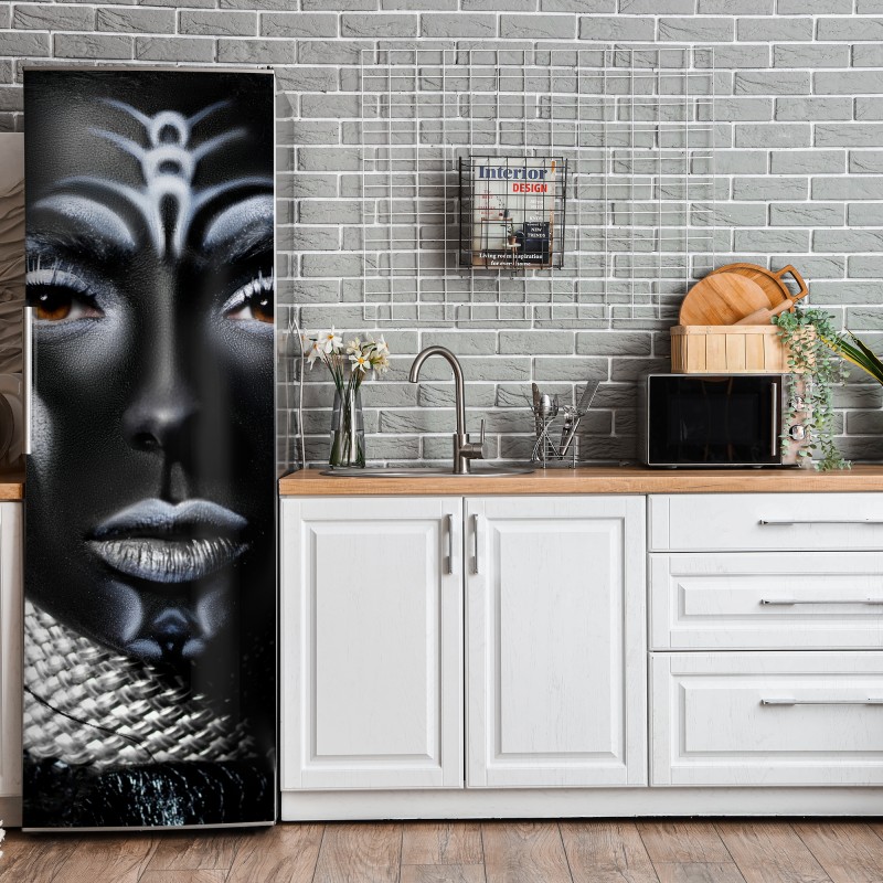 Naklejka na lodówkę delikatny rozproszony wzór kwiatowy na głębokim turkusie – Wallissimo®