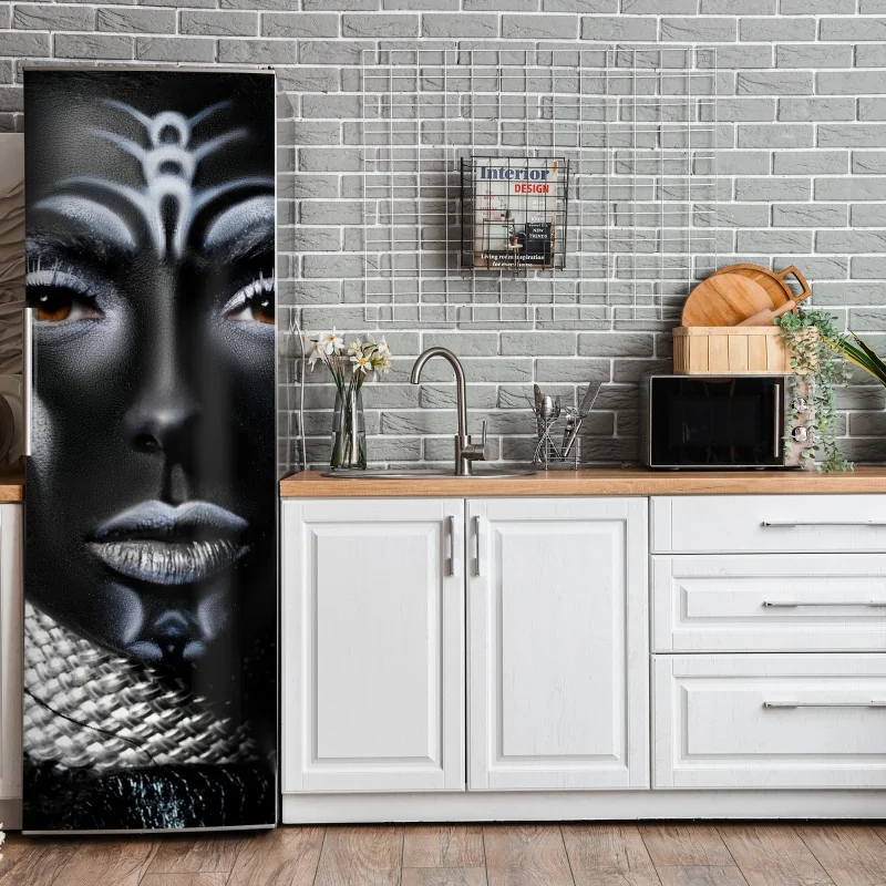 Naklejka na lodówkę ciemny plemienny portret – Wallissimo® Naklejka na lodówkę ciemny plemienny portret – Wallissimo®