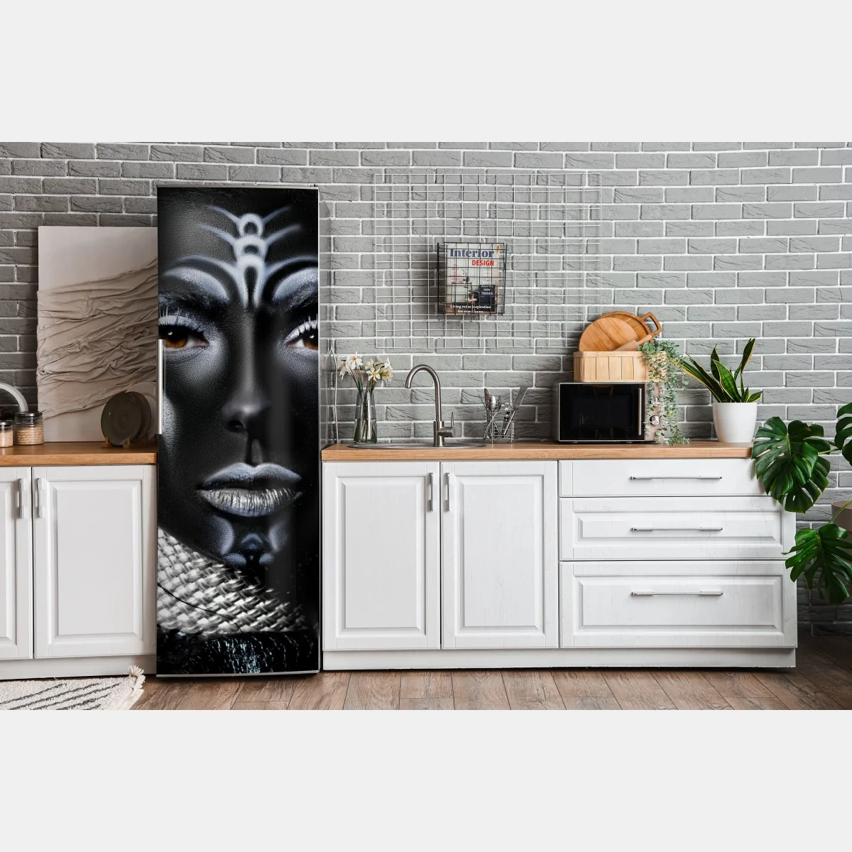 Naklejka na lodówkę ciemny plemienny portret – Wallissimo® Naklejka na lodówkę ciemny plemienny portret – Wallissimo®