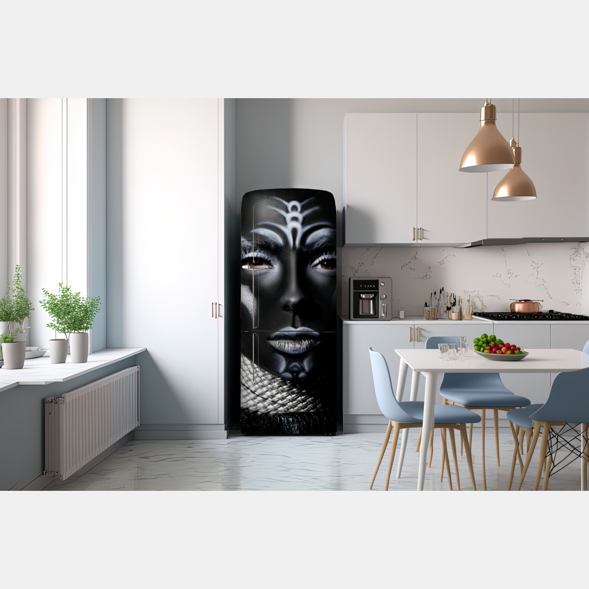 Naklejka na lodówkę ciemny plemienny portret – Wallissimo® Naklejka na lodówkę ciemny plemienny portret – Wallissimo®