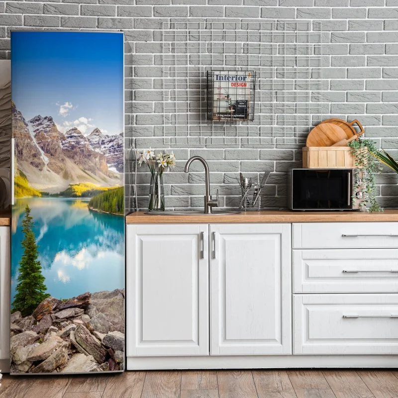 Naklejka na lodówkę złoty wzór wachlarza w stylu art deco – Wallissimo®