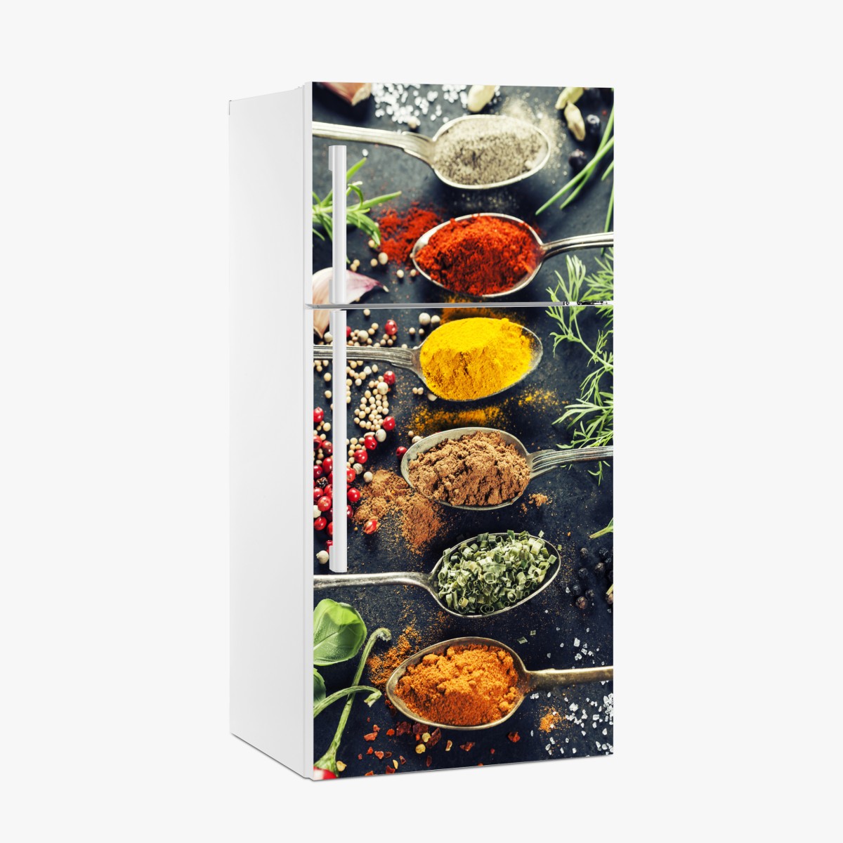 Fridge sticker vibrant spices and herbs composition – Wallissimo®