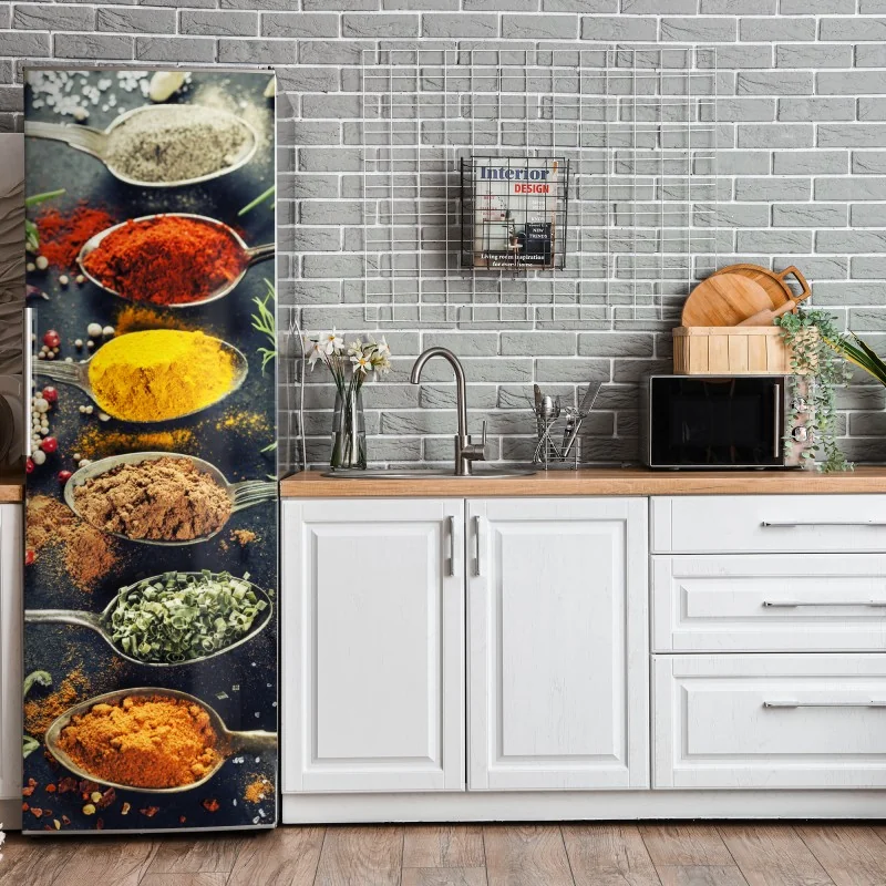 Naklejka na lodówkę elegancki szary wzór damasceński – Wallissimo®