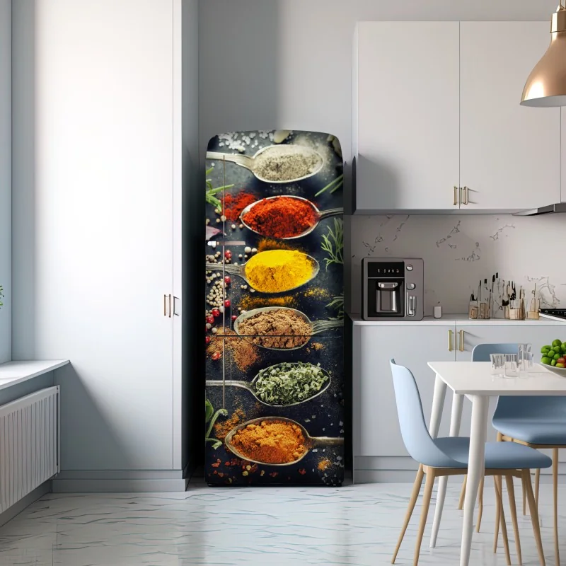 Naklejka na lodówkę kompozycja przypraw i ziół – Wallissimo® Naklejka na lodówkę kompozycja przypraw i ziół – Wallissimo®