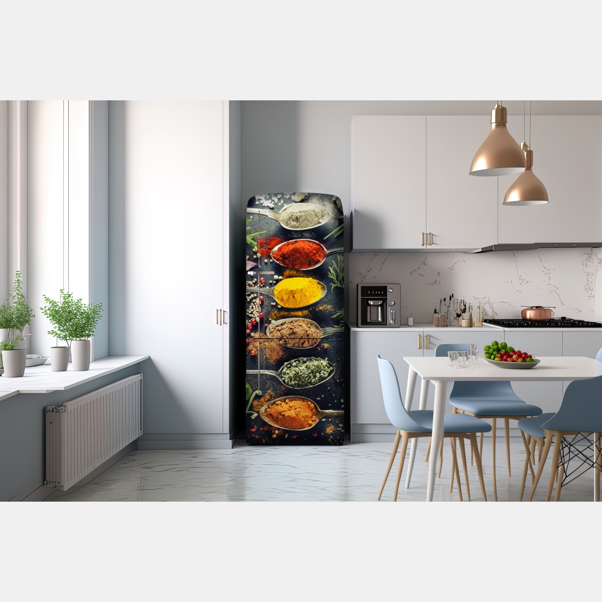 Naklejka na lodówkę kompozycja przypraw i ziół – Wallissimo® Naklejka na lodówkę kompozycja przypraw i ziół – Wallissimo®