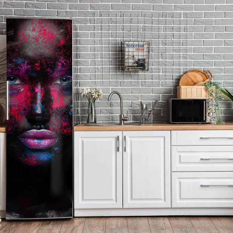 Naklejka na lodówkę turkusowy wzór łusek z złotymi detalami – Wallissimo®