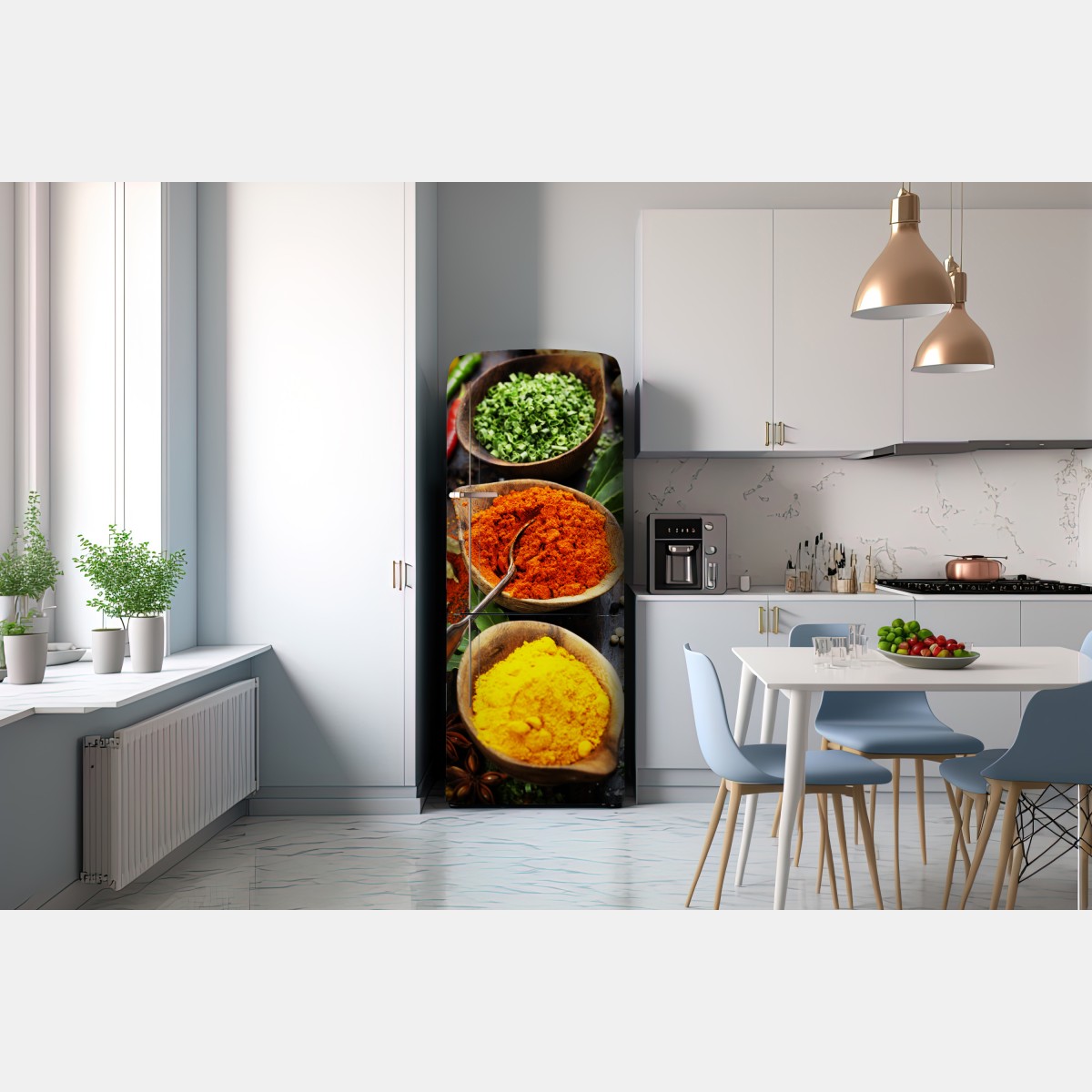 Naklejka na lodówkę żywe przyprawy i zioła na drewnie – Wallissimo® Naklejka na lodówkę żywe przyprawy i zioła na drewnie – Wallissimo®