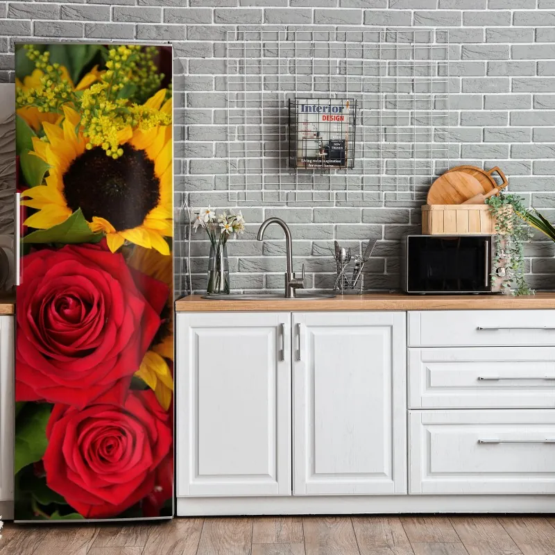 Naklejka na lodówkę delikatny różowy bukiet eustomy – Wallissimo®