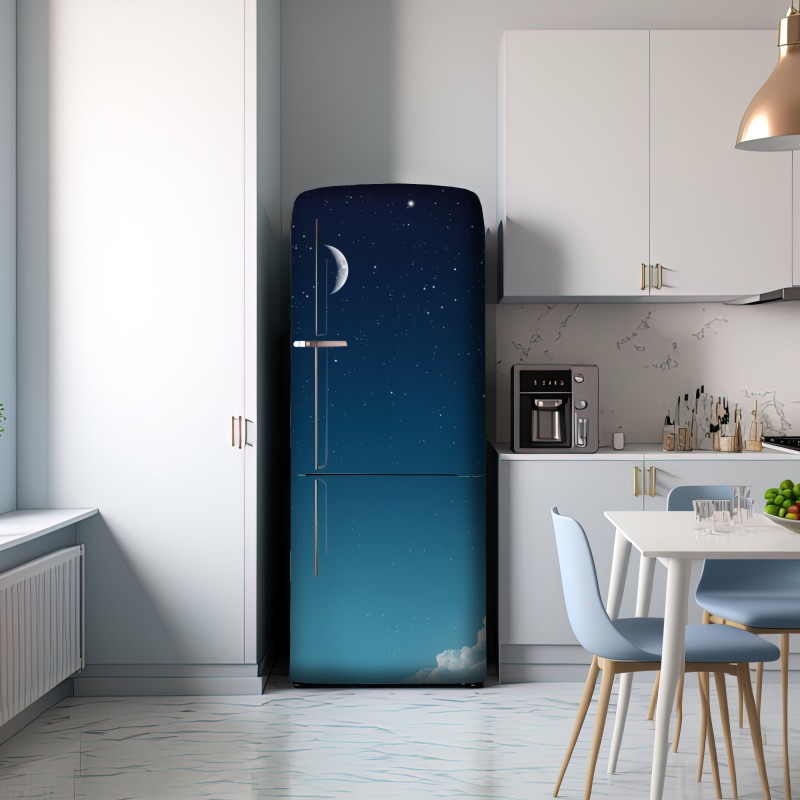 Naklejka na lodówkę spokojne nocne niebo z księżycem – Wallissimo® Naklejka na lodówkę spokojne nocne niebo z księżycem – Wallissimo®