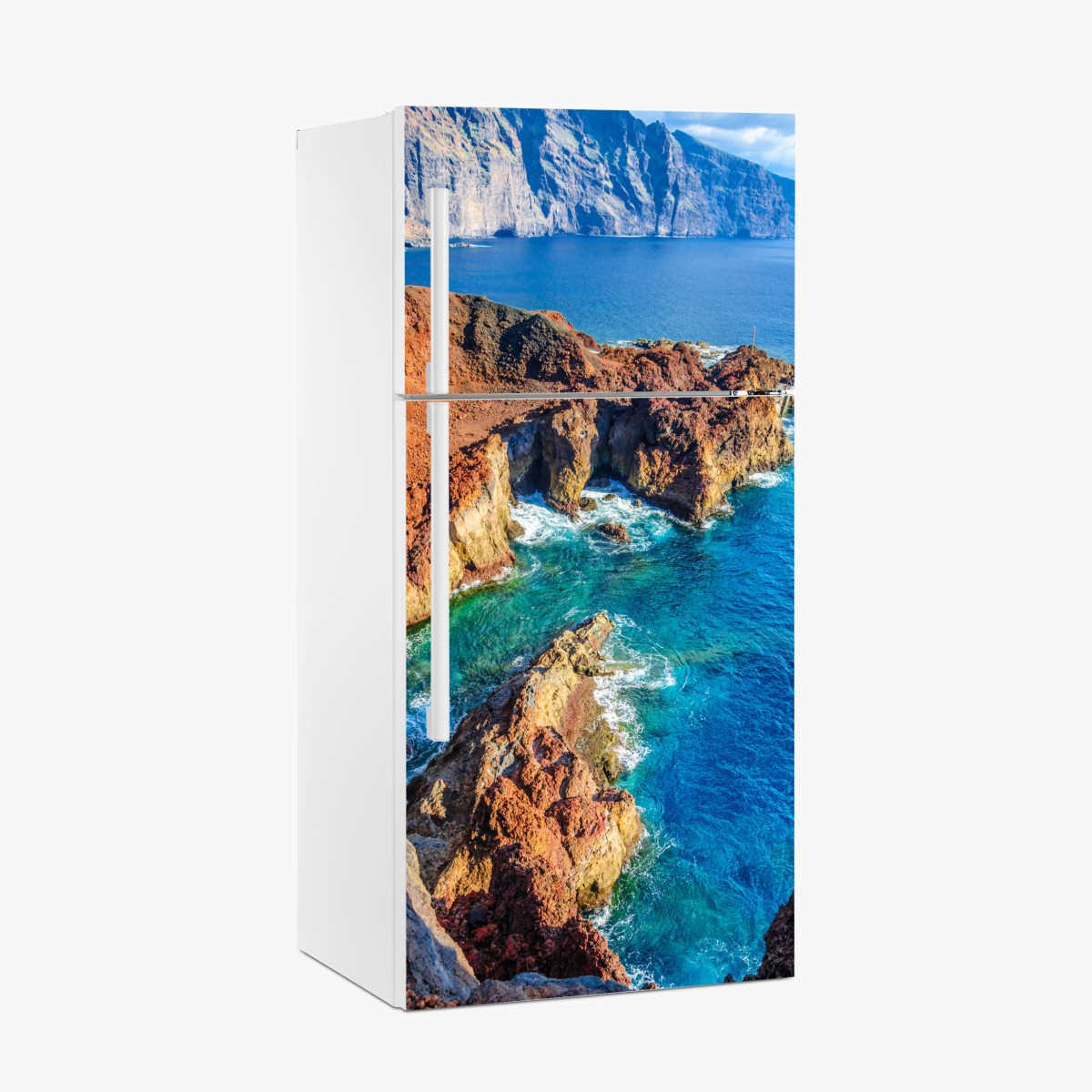 Fridge sticker dramatic cliffs and turquoise sea at Punto Teno, Tenerife – Wallissimo®