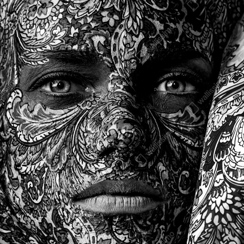 Naklejka na lodówkę ornamentalny portret z kwiatowymi wzorami – Wallissimo® Naklejka na lodówkę ornamentalny portret z kwiatowymi wzorami – Wallissimo®