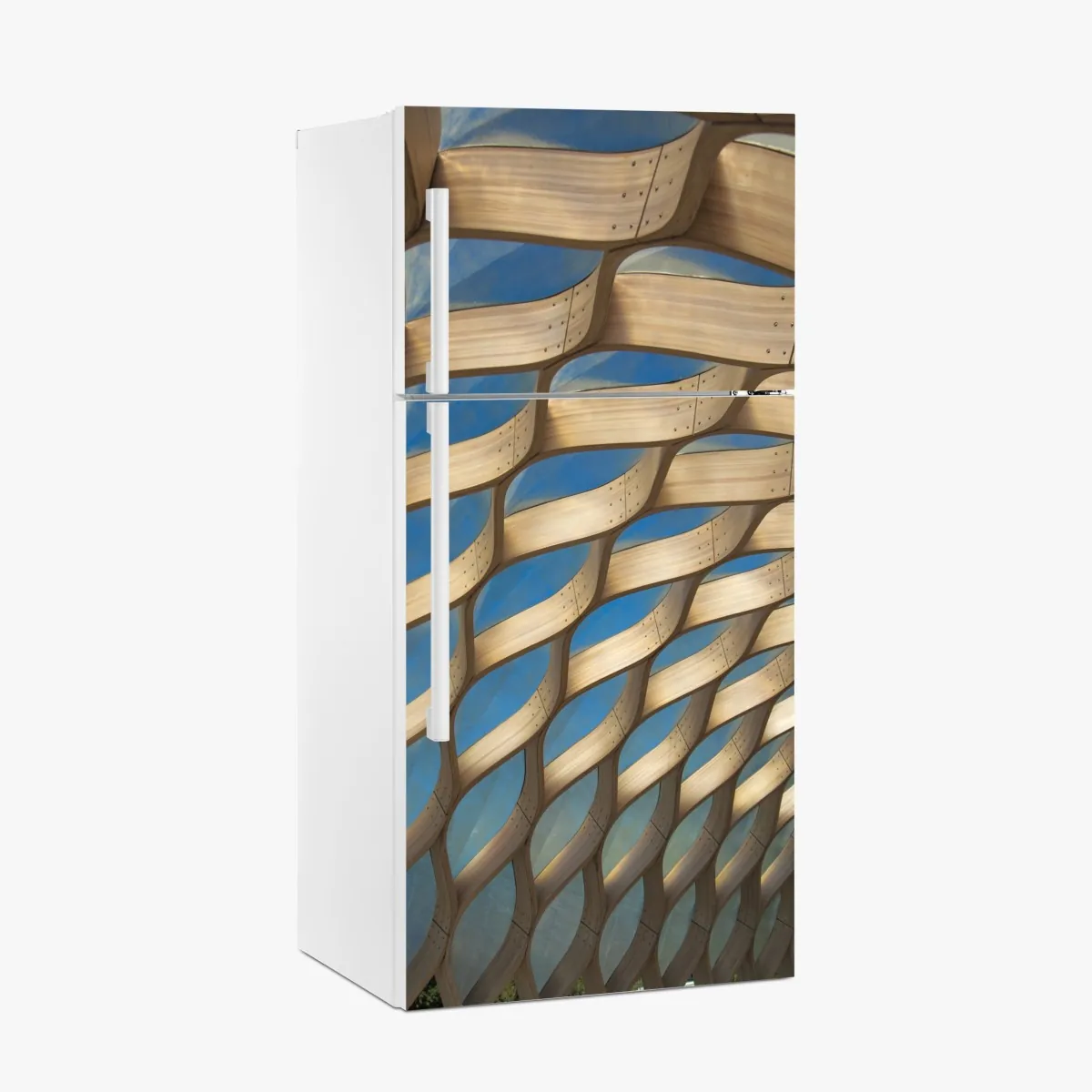 Naklejka na lodówkę drewniany ażurowy daszek w Chicago – Wallissimo® Naklejka na lodówkę drewniany ażurowy daszek w Chicago – Wallissimo®