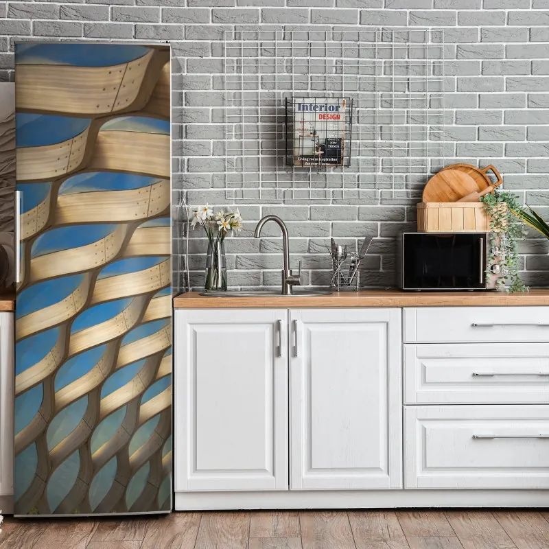 Naklejka na lodówkę złote geometryczne fasety – Wallissimo®