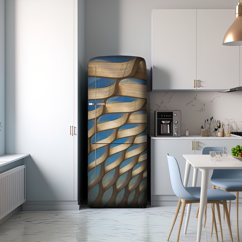 Naklejka na lodówkę drewniany ażurowy daszek w Chicago – Wallissimo® Naklejka na lodówkę drewniany ażurowy daszek w Chicago – Wallissimo®