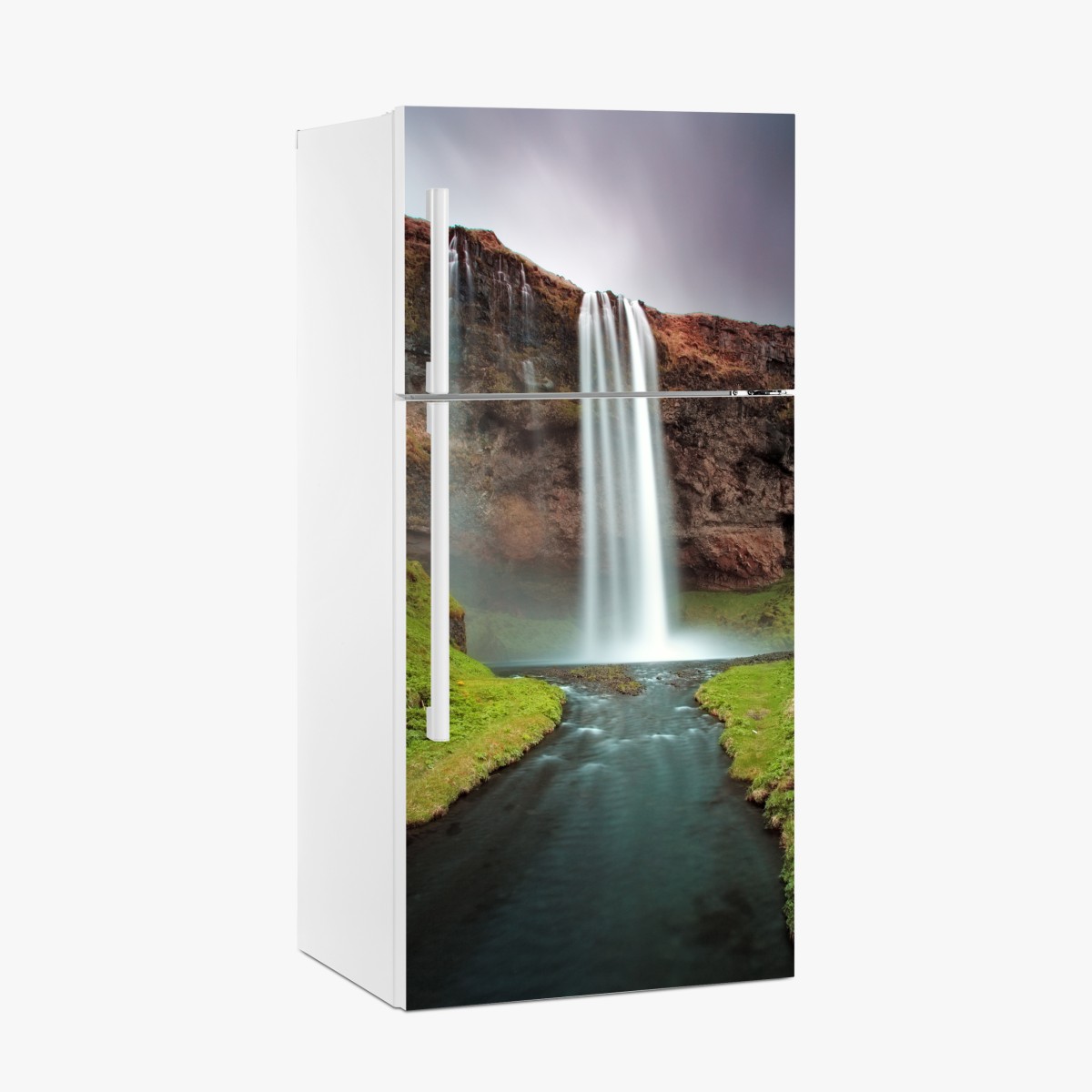 Fridge sticker serene waterfall in a lush valley – Wallissimo®