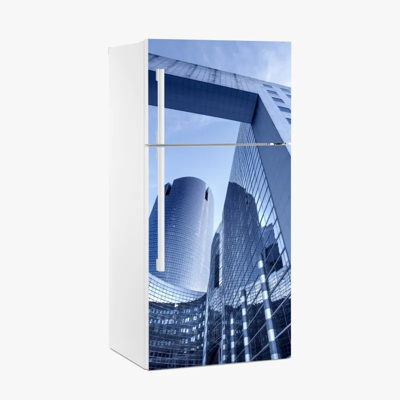 Naklejka na lodówkę nowoczesna niebieska panorama miejska