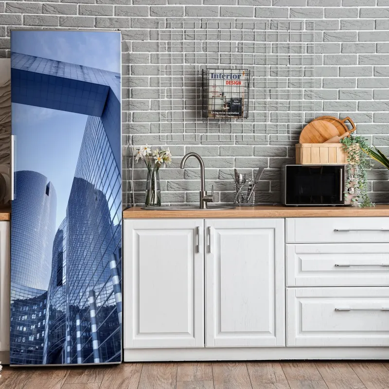 Naklejka na lodówkę eteryczna turkusowo-różowa marmurowa abstrakcja – Wallissimo®